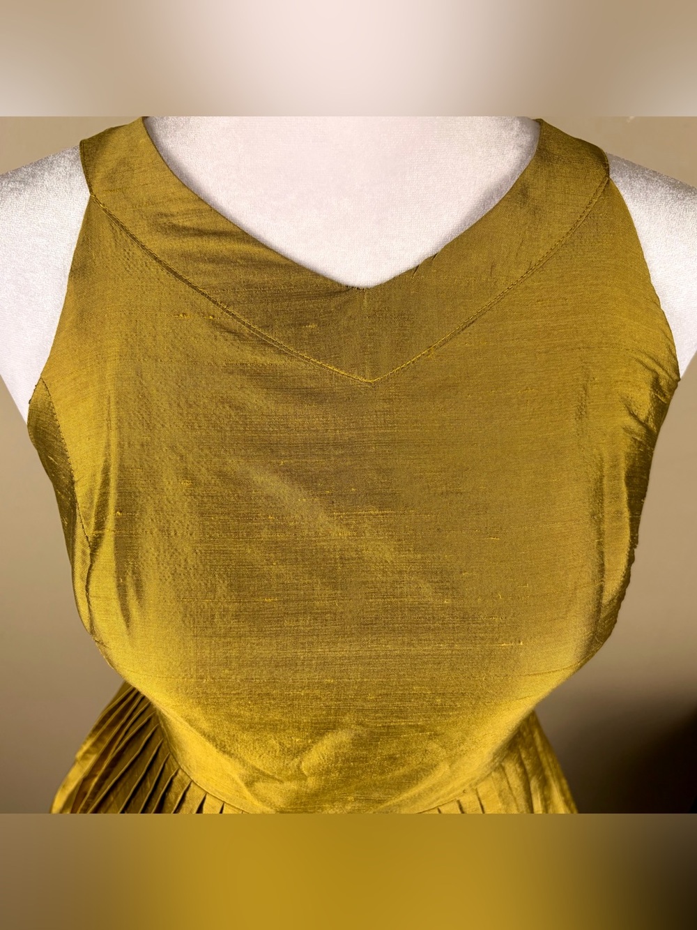 Anthropologie 100% Silk mustard Harlyn Lillie dress Size M with Pockets. - Picture 3 of 11
